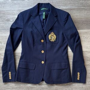 Ralph Lauren Navy Blazer with Gold Crest Patch